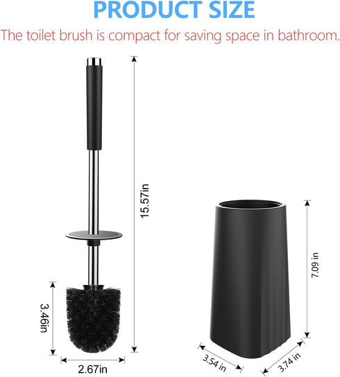 SetSail Toilet Brush, Compact Size Toilet Bowl Brush and Holder Toilet Brushes for Bathroom with 304 Stainless Steel Handle Toilet Cleaner Brush with Durable Scrubbing Bristles, 2 Packs by SetSail