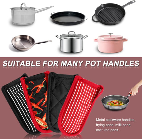 4Pcs Silicone Hot Handle Sleeve - Heat Resistant Pot Handle Covers for Cast Iron Pans, Metal Pots, Griddles