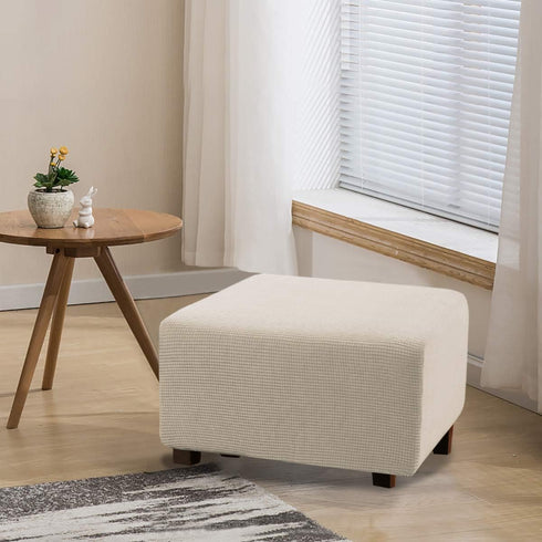 Flamingo P Ottoman Cover - Extra Large Folding Storage Stool Protector, Soft Rectangle Slipcover, Biscotti Beige
