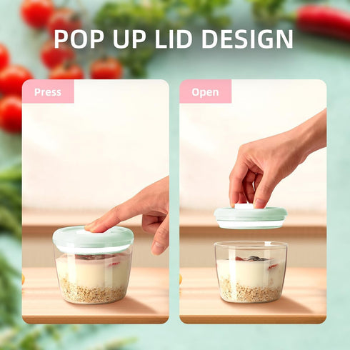 Overnight Oats Containers with Lids - 14oz 400ml Set of 4 Meal Prep Containers, Airtight Leakproof Reusable Food