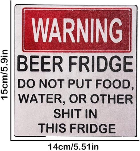Warning Beer Fridge Magnet Funny Warning Sign Magnet Stickers DO NOT Put Food,Water,OR Other Shit in This Fridge Refrigerator Magnets Kitchen Accessories, Kitchen Accessories, Beer Fridge Magnet