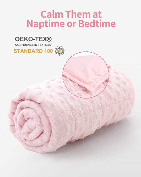 Mr. Sandman 2LBS Weighted Blanket, 20 x 30 Inches, Pink Minky Dots Heavy Blanket with Glass Beads, Soft and Cooling for