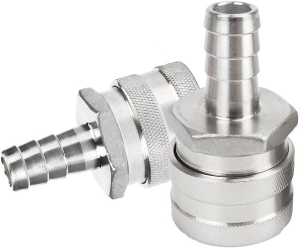 2 Pack 1/2" Barb Female Stainless Steel Quick Disconnect Fitting Connector for Homebrewing