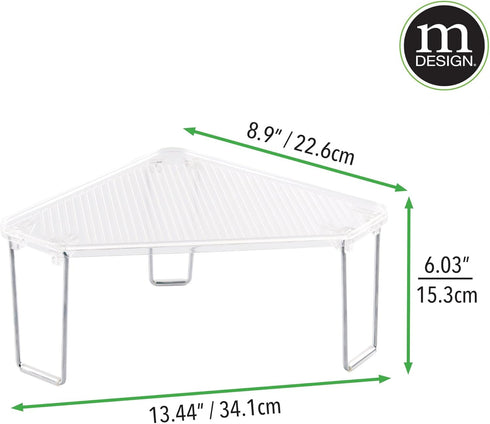 Counter, 2 Pack mDesign Plastic/Steel Freestanding Foldable Corner Stackable Organizer Shelf for Kitchen, Pantry