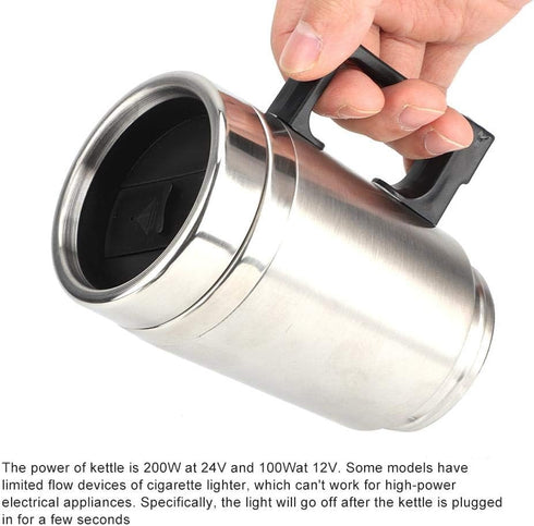 12V Car Heating Cup: Stainless Steel Heating Coffee Thermos Mug, Portable Water Heater with Airtight Lid for Travel