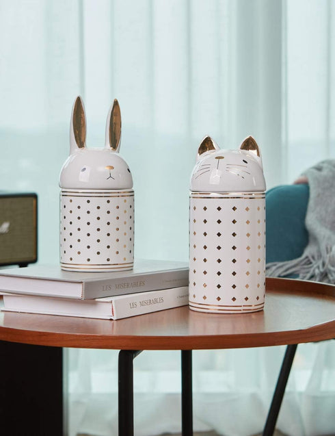 HAUCOZE Cat Cookie Jar Decorative Candy Jar with Lid, Modern Ceramic 8.1inch