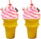 2PCS Realistic Fake Ice Cream Model Decor with Cherry Pink Sauce Sprinkles