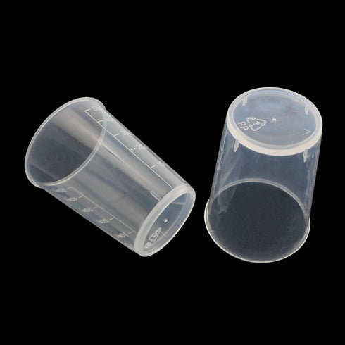 Tegg 30PCS 50ml Clear Plastic Mixing Cups, Graduated Measuring Cups with 50 PCS Wood Craft Sticks