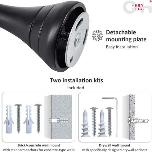 Heavy Duty Curtain Rod Brackets for Wall, 6 inch Extra Long Holder for Heavy Curtains, for 3/4 to 1 inch Rods, Set of