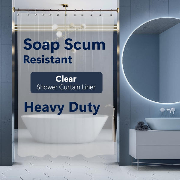 Epica Strongest Heavy-Duty Clear Vinyl Shower Curtain Liner - 72 inches x 72 inches