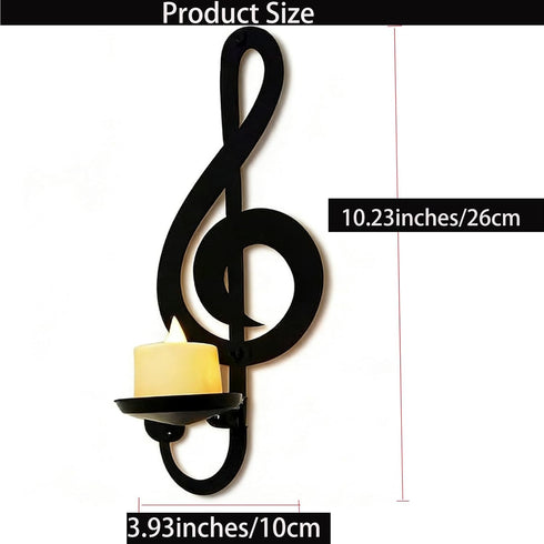 Set 2 (2, Candle Sconces of Wall Musical Note Sconces Decor Wall Mounted Metal Candle Holders with Foldable Tray