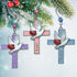 Faith Hope Love Cross Christmas Ornaments, Set of 3 Religious Crosses with Doves, Hearts, Inspirational Xmas Gift