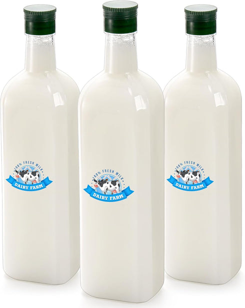 8 Pack 32OZ Yopay Plastic Empty Bottles with Cap, Long Neck Wine Bottles for Liquor BPA-Free, Reusable Beer Soda Olive