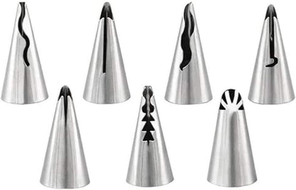A Set of 7pcs Stainless Steel Russian Ruffle Skirt Icing Piping Tips Nozzles for Cake Decorating Baking Tool