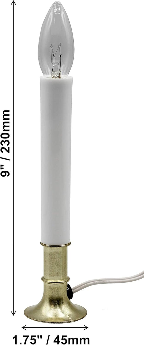 Creative Hobbies Electric Window Candle Lamp - Brass Plated Base, Dusk to Dawn Sensor, Ready to Use!