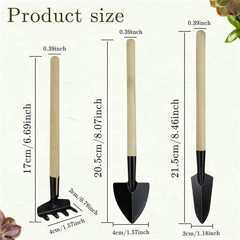Wishlotus Mini Gardening Tools, 3Pcs Gardening Hand Tools with Non-Slip Handles, Portable Tools Set for Indoor Gardening, Succulents, Bonsai, Gift for Wife and Mother(Thin)