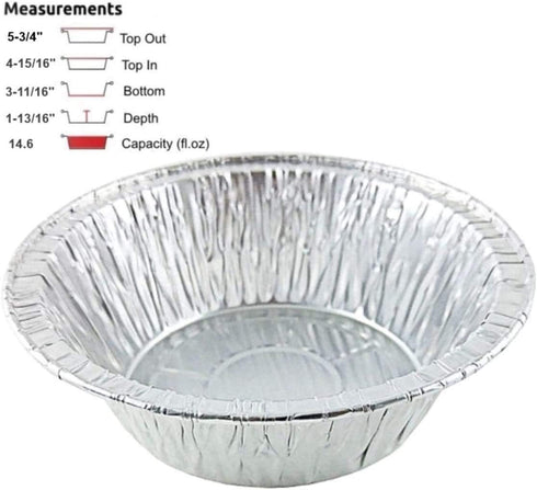 PACTOGO Disposable Aluminum 5 3/4" Meat Pot Pie Extra Deep Pan Baking Tin, Pack of 50