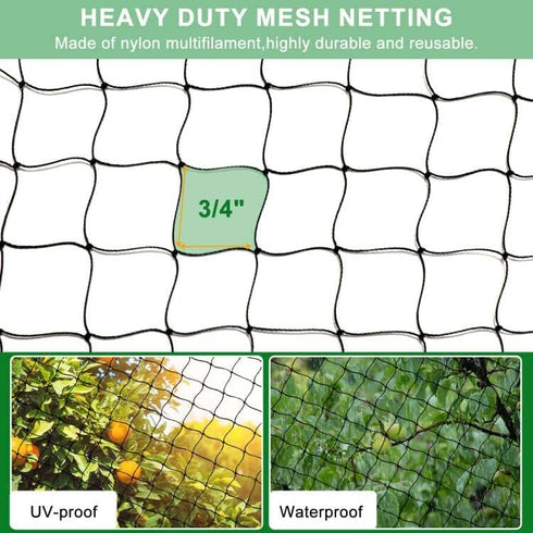 25'x25' 3/4" BSTPCOO Bird Netting for Chicken Coop, Nylon Mesh Poultry Netting Chicken Net Roof Hawk, Aviary Net Deer