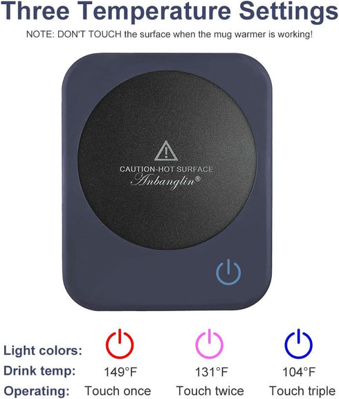Anbanglin Coffee Mug Warmer, Smart Cup Warmer for Desk, Electric Warmer for Heating Candle, Milk, Tea, Dark Blue-No Cup