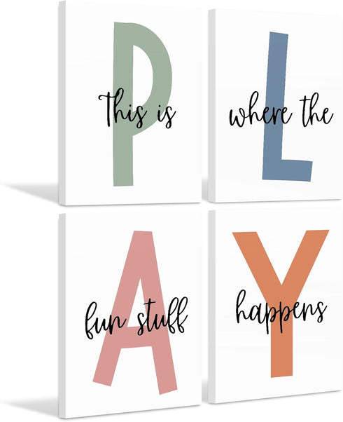 Baccone Kids Playroom Wall Art Boys Room Wall Decor Childrens Playroom Canvas Prints