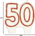 #50 Celebration Candle in White/Red, Party Supply