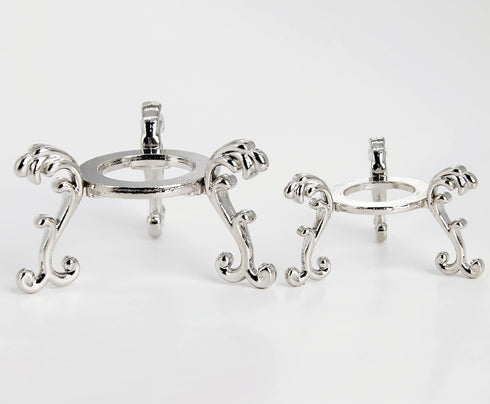 Set 2 of Silver-Plated Crystal Ball Stands for Air Plants