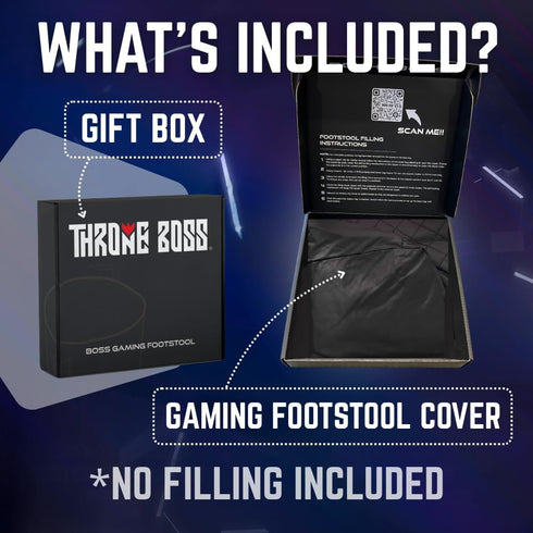 Throne Boss Gaming Footstool - Cover ONLY No Filling - Matching Bean Bag Chair Pouf/Ottoman - Round Gamer Foot Stool