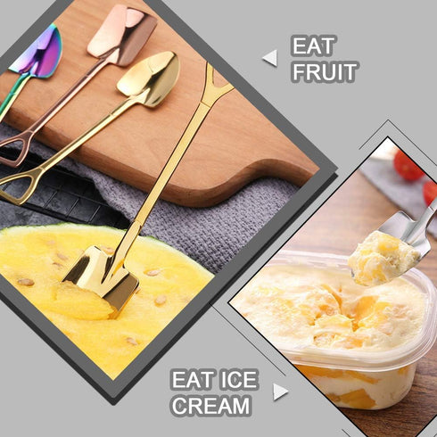 8Pcs Shovel Shape Stainless Steel Spoon Set, Exquisite Box, Dessert, Ice Cream, 4 Colors