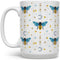 Celestial Bee Pattern Ceramic Coffee Mug, Honeycomb Moon Stars Tea Cup, Gift for Women Friend
