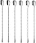 6 Pcs 12 Inch Stainless Steel Bar Mixing Spoon Set, Cocktail Spoon with Spiral Pattern