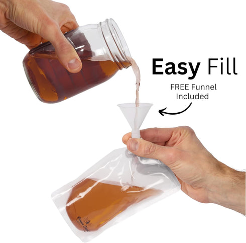 Concealable Reusable Cruise Flask Kit - Sneak Drinks Anywhere - 4 x 32 oz, 2 x 16 oz, 2 x 8 oz, 1 Funnel