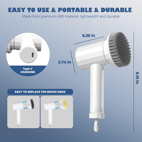CONERX 4 2 Electric Spin Scrubber Cordless Power Cleaning Brush with Replaceable Brush Heads Adjustable Speeds