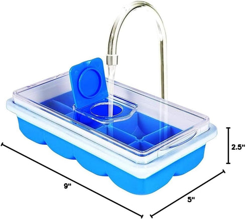 Handy Gourmet Slim Large Ice Cube Tray with No Spill Cover, Blue