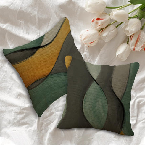SiuSue Mid Century Modern Throw Pillow Case, Abstract Pillow Covers 18x18 Set of 4, Green Decorative Throw Pillows for
