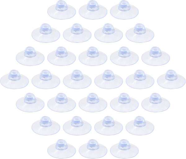 30 Pack 30mm Glass Table Suction Cups, Rubber Suction Cup Hangers Without Hooks, Clear Plastic Desk Pads