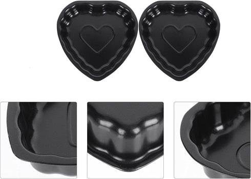 Yardwe 2pcs Round Nonstick Baking Metal Heart Shape Cake Pans for Fondant, Cookie, Chocolate, Cupcake