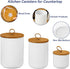 Ceramic Storage Jars, Elegant Airtight Canisters with Wooden Lid for Kitchen Spice Tea Sugar Storage (White)