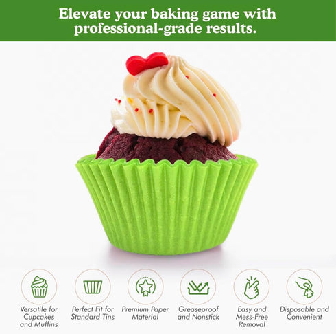 Regency Wraps Greaseproof Professional Grade Baking Cups - Pack of 40, Standard Liners, Lime Solid