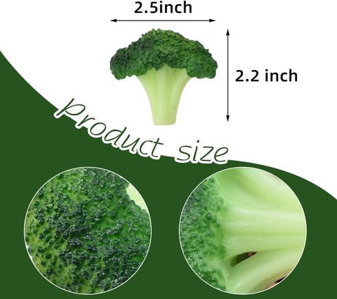 6 Fake Broccoli Slice Artificial Vegetables Simulation Plastic Lifelike for House Kitchen Party Pub Decoration Cabinet