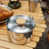 Camping Tea Pot, 1L Resistance Stainless Steel Multifunction Outdoor Kettle with Lid and Removable Handle for Hiking by Uxsiya