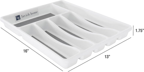 Lavish Home Silverware Drawer Organizer with 6 Sections and Nonslip Tray for Kitchen Flatware, Cutlery, Office