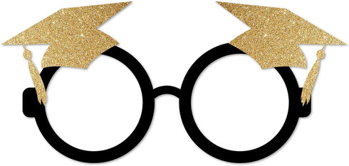 SWYOUN 12PCS Class Of 2025 Graduation Grad Party Eyeglasses Photo Props (Black, Gold)