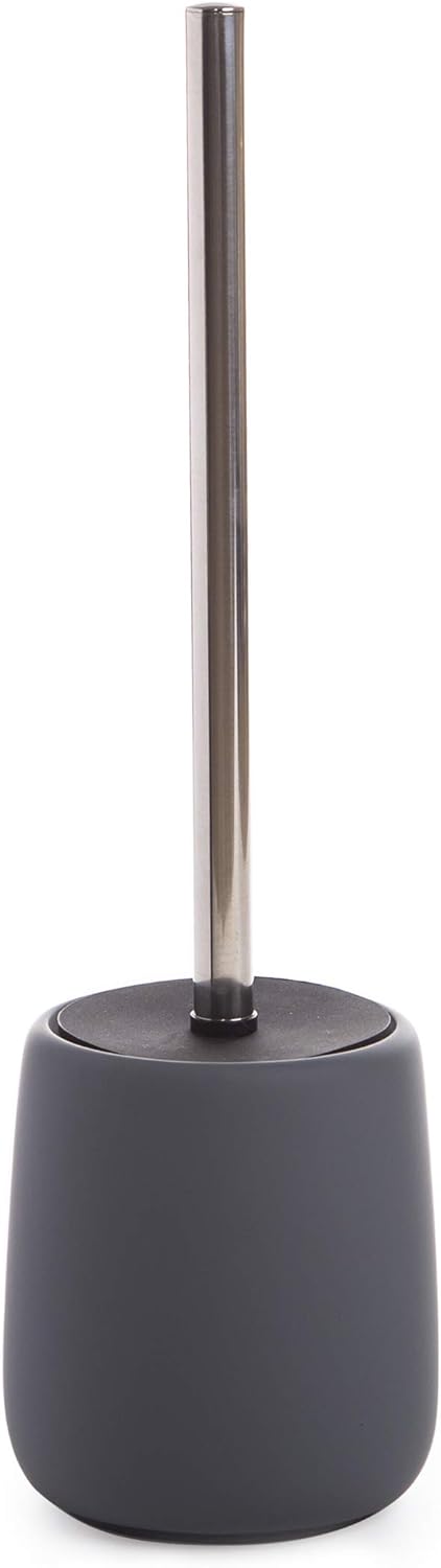 BINO | Toilet Brush with Holder Silicone Coated Ceramic, Grey | Toilet