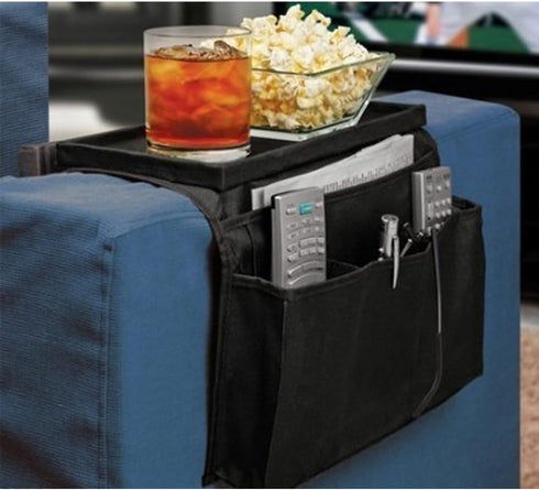 6 Pockets TV Remote Control Organizer - Home Sofa Console Caddy Holder for Cellphone, Tray, Snacks
