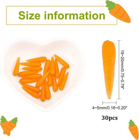 30pcs OLYCRAFT Mini Artificial Carrots - Plastic Miniature Vegetables for Home Decor, Party Decor, Dollhouse, Kitchen