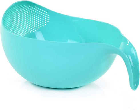 Mintra Home Rice Colander (Teal), Lightweight Strainer for Cleaning Rice, Beans, Fruit, and Vegetables