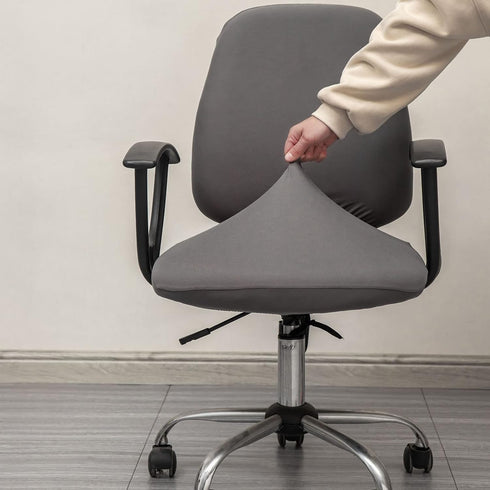 Computer Office Chair Cover - Protective & Stretchable Universal Chair Covers Stretch Rotating Chair Slipcover (Dark Grey) by Melaluxe