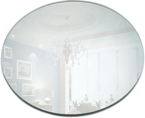 PARNOO 12 Inch Round Mirror Plate, Set of 12, 1.5mm Thick Glass Tiles with Smooth Edges for Candle Wedding Centerpieces