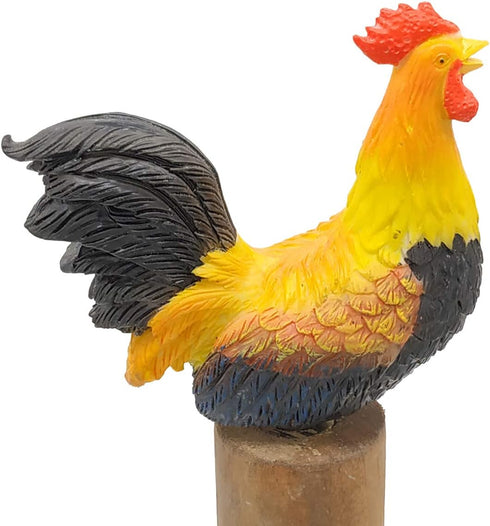 Rooster Design Rustic Brown Wood Paper Towel Holder Stand Up Paper Towel Holder, Easy One-Handed Tear Kitchen Paper