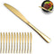 Gold Dinner Knives 12 Piece Set, Stainless Steel Titanium Plating Shiny Gold Knives, Dishwasher Safe